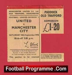 Manchester United v Manchester City 1978 - 1970's Match Ticket - football memorabilia
