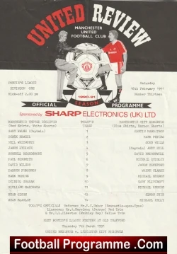 Manchester United v Manchester City 1991 - Reserves Ryan Giggs - football programme