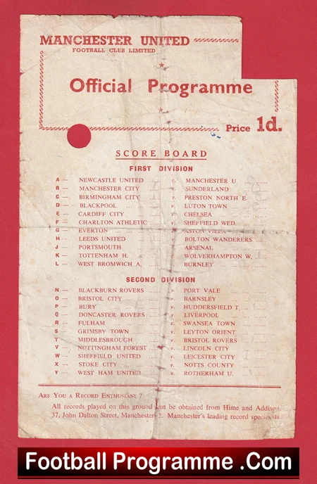 Manchester United v Newcastle United 1956 - Reserves Busby Babes Bobby Charlton - Image 2