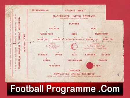 Manchester United v Newcastle United 1956 - Reserves Busby Babes Bobby Charlton - Image 3