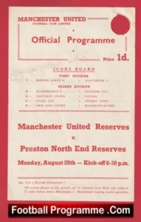 Manchester United v Preston 1956 – Reserves Busby Babes Bobby Charlton