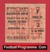 Manchester United v Preston 1966 – FA Cup Replay Match Ticket