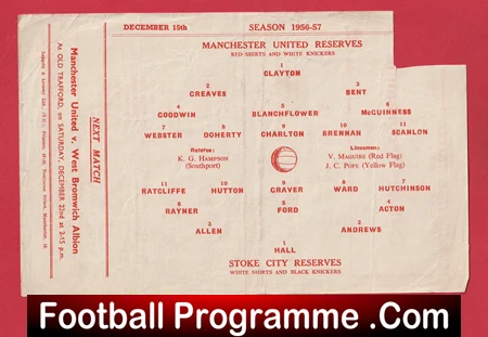 Manchester United v Stoke City 1956 - Reserves Busby Babes Bobby Charlton - Image 3