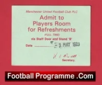 Manchester United v Swansea City 1983 – Players Room Ticket