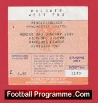 Middlesbrough v Manchester United 1989 – Football Ticket
