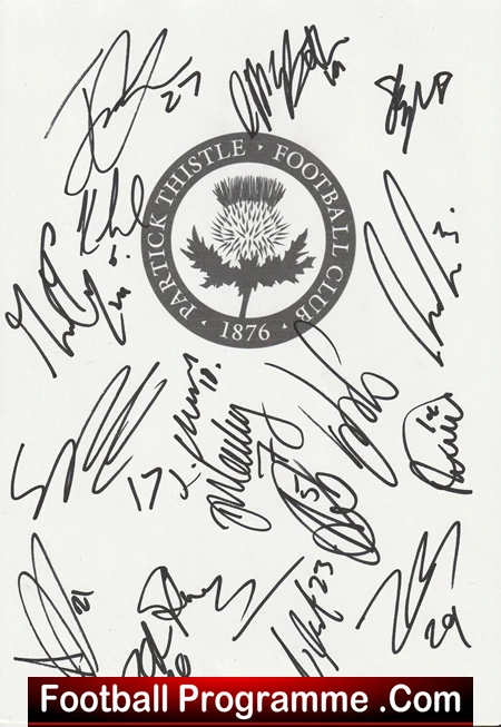 Partick Thistle Football Team Multi Signed Autographed Sheet - Image 2