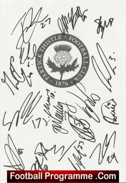 Partick Thistle Football Team Multi Signed Autographed Sheet - football programme
