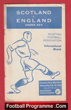 Scotland v England 1962 - Under 23 U23 Aberdeen - football programme