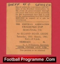 Sheffield United v Leicester City 1961 – FA Cup Semi Final Ticket