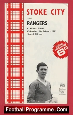 Stoke City v Glasgow Rangers 1967 - Grand Challenge Match - football programme