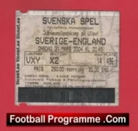 Sweden v England 2004 – Football Ticket