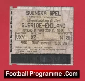 Sweden v England 2004 – Football Ticket
