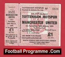 Tottenham Hotspur v Manchester United 1979 - Football Ticket - football memorabilia