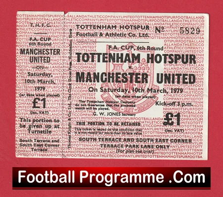 Tottenham Hotspur v Manchester United 1979 - Football Ticket - Image 2