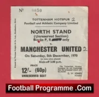 Tottenham Hotspur v Manchester United 1970 – Match Ticket