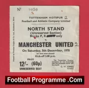 Tottenham Hotspur v Manchester United 1970 – Match Ticket