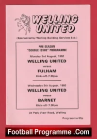 Welling United v Fulham 1992 – and Barnet Pre Season