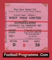 West Ham United v Sunderland 1967 – 1960s Old Football Ticket