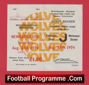 Wolves Wanderers v Newcastle United 1974 – Football Ticket