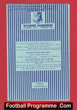 Wycombe Wanderers v Bromley 1964 - football programme