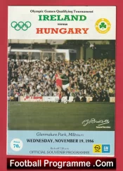  Ireland v Hungary 1986 - Olympic Games Qualifying Glenmalure Park Football Programme .COM Football Programmes Memorabilia