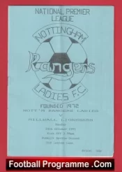  Nottingham Rangers Ladies v Millwall Lionesses 1991 - Womens Football Football Programme .COM Football Programmes Memorabilia