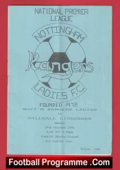  Nottingham Rangers Ladies v Millwall Lionesses 1991 - Womens Football Football Programme .COM Football Programmes Memorabilia