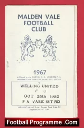  Malden Vale v Welling United 1980 - FA Vase Football Programme .COM Football Programmes Memorabilia