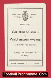  Corinthian Casuals v Walthamstow Avenue 1964 - 1960s Football Programme .COM Football Programmes Memorabilia