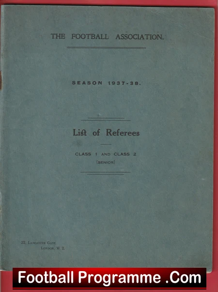 Football Association List Of Referees Book 1937 - 1938 - Image 2