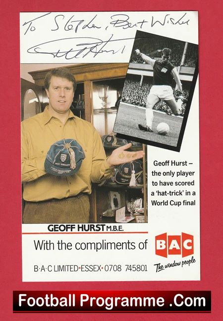 England West Ham United Geoff Hurst Autograph Signed Football Card - Image 2