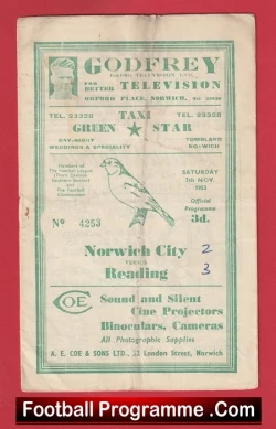  Ipswich Town v Reading 1953 Football Programme .COM Football Programmes Memorabilia