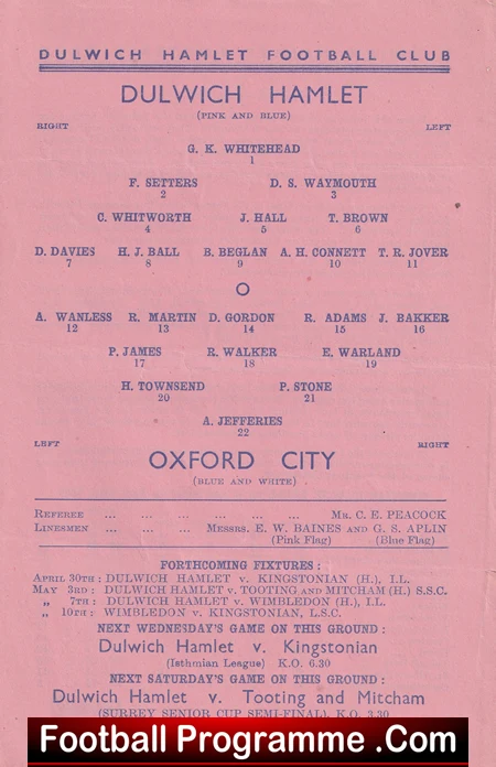 Dulwich Hamlet v Oxford City 1947 - 1940s - Image 3