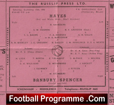 Hayes v Banbury Spencer 1949 - FA Cup Prelims - Image 3