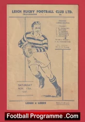  Leigh Rugby v Leeds 1947 - 1940s Football Programme .COM Football Programmes Memorabilia