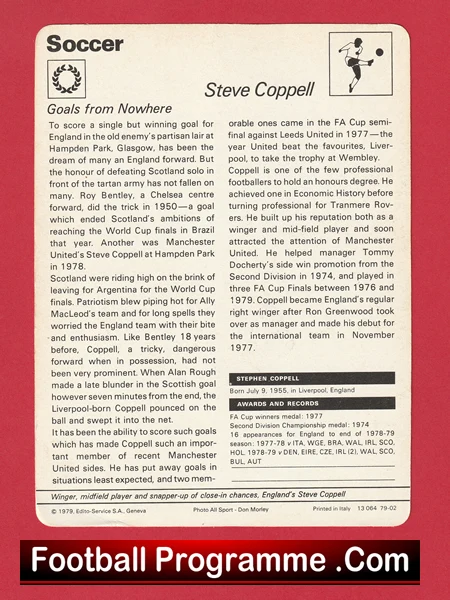 Manchester United Steve Coppell Autographed Signed Football Card Man Utd - Image 3
