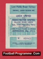Leeds United v Manchester United 1972 – Football Ticket