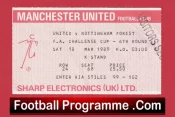 Manchester United v Nottingham Forest 1989 – Match Ticket