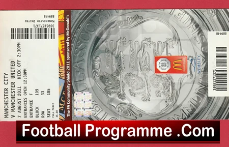 Manchester City v Manchester United 2011 Community Shield Ticket - Image 2