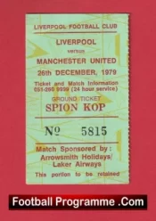 Liverpool v Manchester United 1979 – Match Ticket Kop End