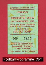  Liverpool v Manchester United 1979 - Match Ticket Kop End Football Programme .COM Football Programmes Memorabilia