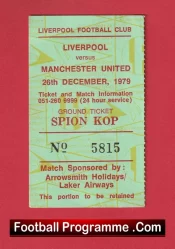 Liverpool v Manchester United 1979 – Match Ticket Kop End
