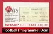 Manchester United Football Ticket FA Cup 1980s