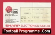 Manchester United Football Ticket FA Cup 1980s