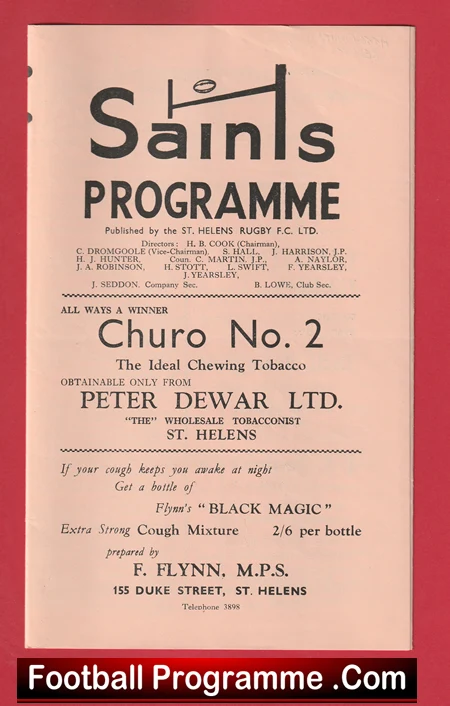 St Helens Rugby v Workington 1960 - Rugby Programmes - Image 2