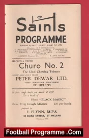 St Helens Rugby v Australia 1960 – Rugby Programmes
