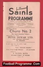 St Helens Rugby v Wakefield Trinity 1960 – Rugby Programmes