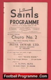 St Helens Rugby v Wakefield Trinity 1960 – Rugby Programmes