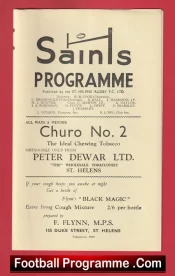 St Helens Rugby v Hunslet 1960 – Rugby Programmes