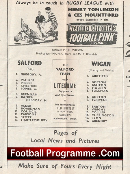 Salford Rugby v Wigan 1959 - Rugby Programmes - Image 3